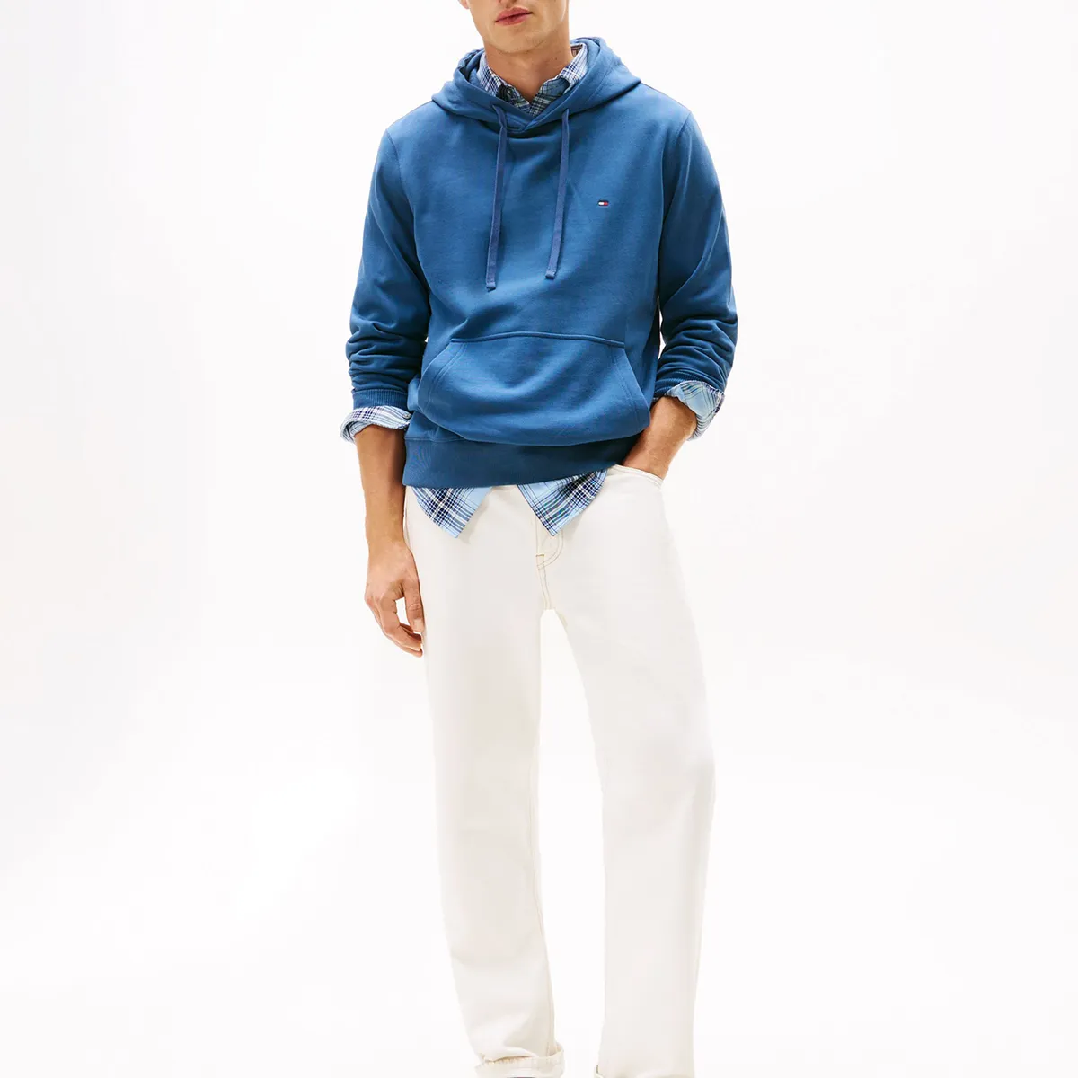 TOMMY HILFIGER - Polerón Hoodie Con Logo Bordado Azul Tommy Hilfiger