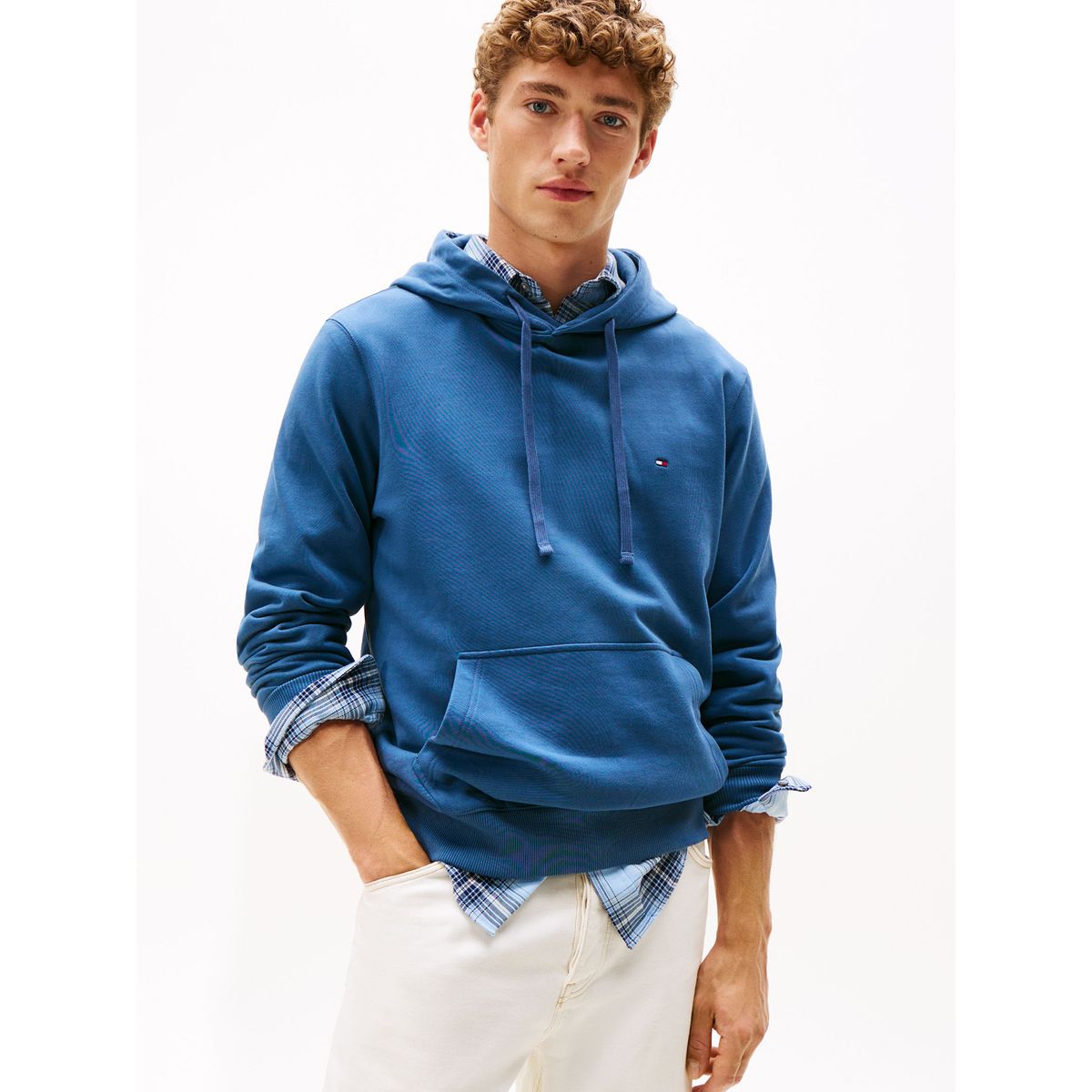 TOMMY HILFIGER - Polerón Hoodie Con Logo Bordado Azul Tommy Hilfiger