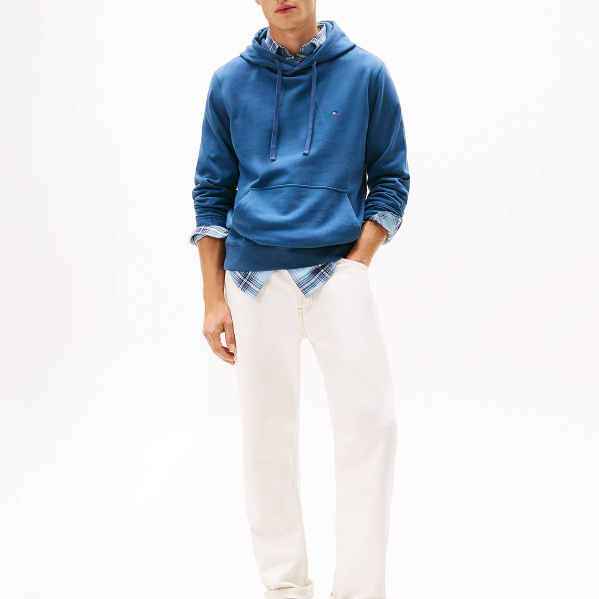 TOMMY HILFIGER - Polerón Hoodie Con Logo Bordado Azul Tommy Hilfiger