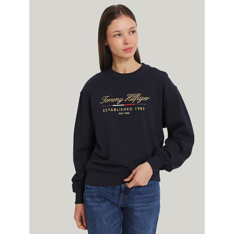 TOMMY HILFIGER - Polerón Script Con Logo Azul Tommy Hilfiger
