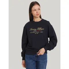 TOMMY HILFIGER - Polerón Script Con Logo Azul