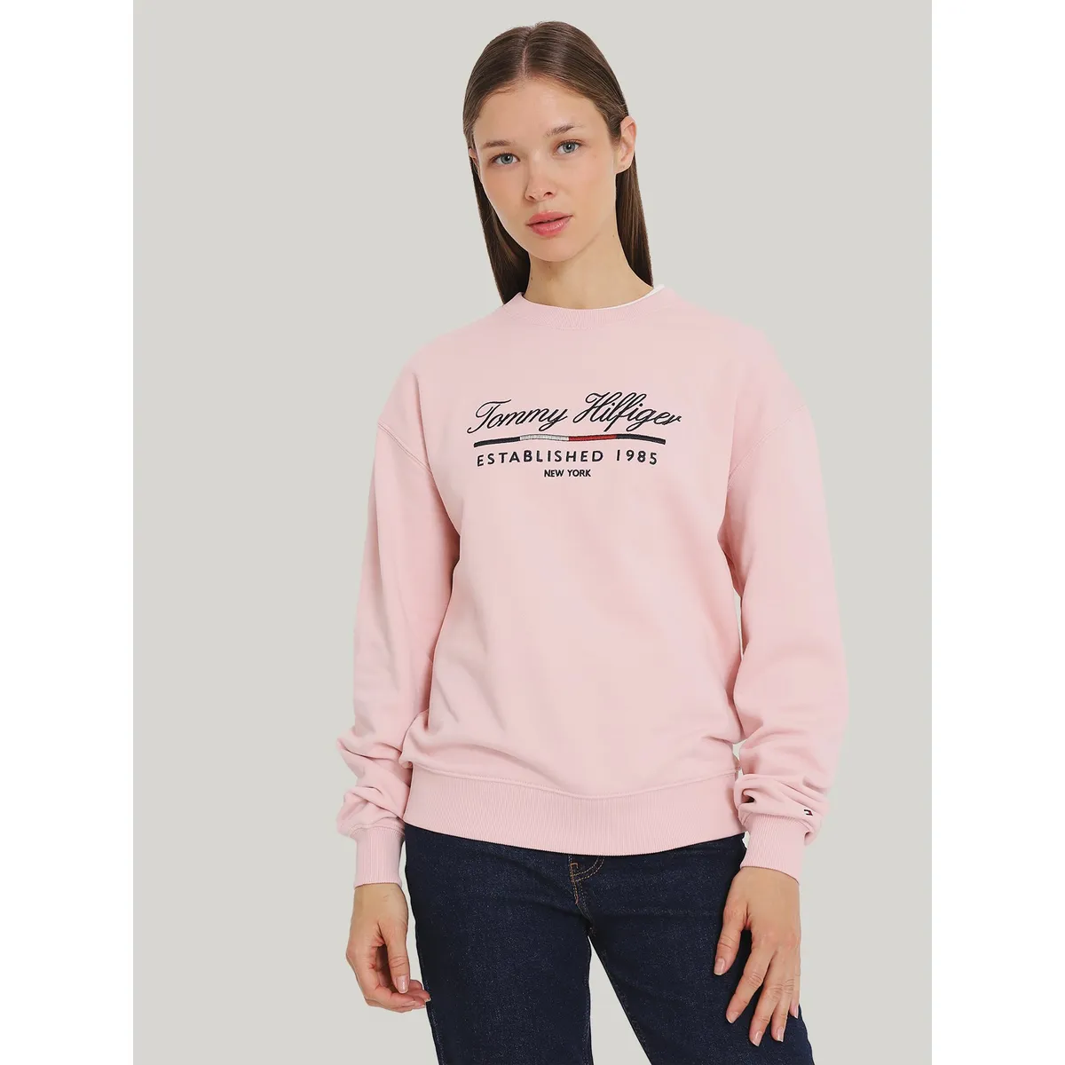 TOMMY HILFIGER - Polerón Script Con Logo Rosado Tommy Hilfiger
