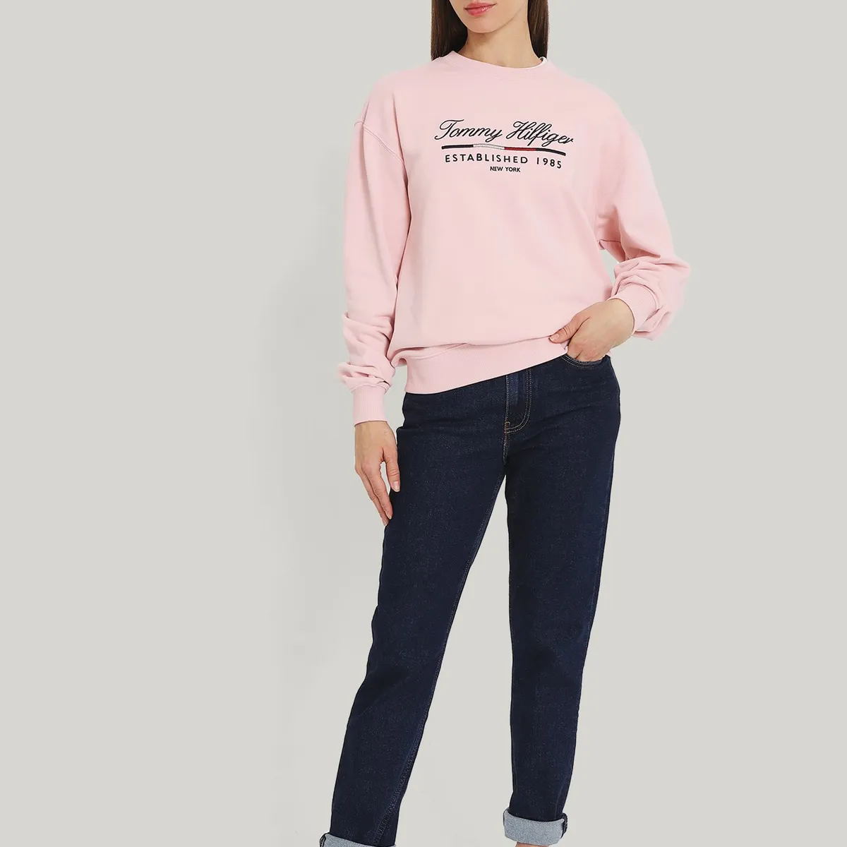 TOMMY HILFIGER - Polerón Script Con Logo Rosado Tommy Hilfiger