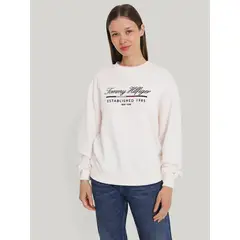 TOMMY HILFIGER - Polerón Script Logo Blanco