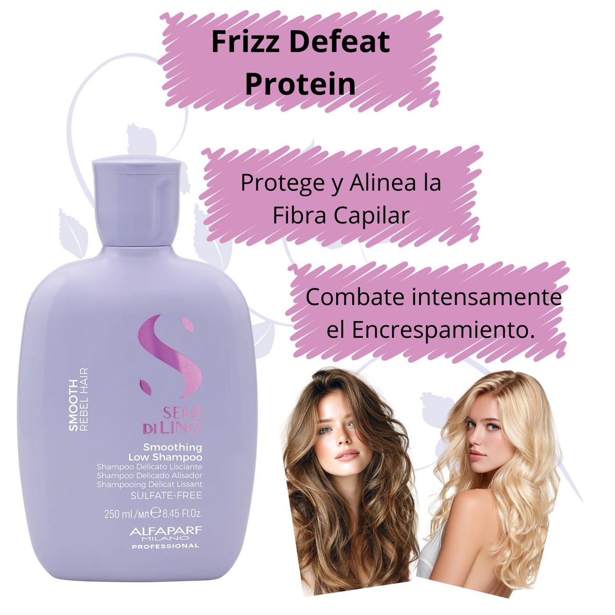 ALFAPARF MILANO - Shampoo Semi Di Lino Smooth Rebel 250ml Cabellos Rebeldes