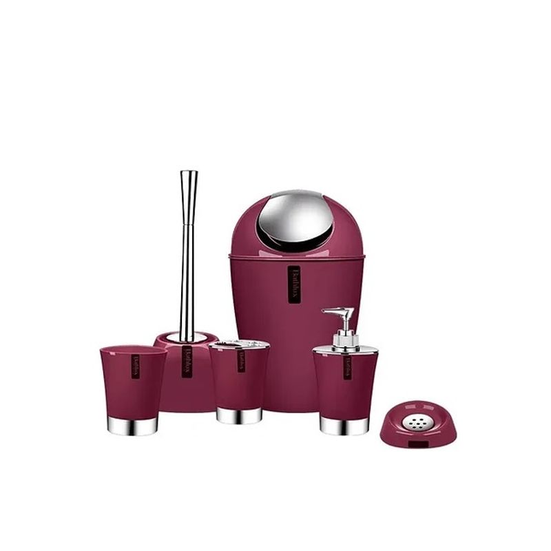 GENERICO - Set Baño Diseño 6 Piezas Bathlux Color Burdeo