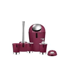 GENERICO - Set Baño Diseño 6 Piezas Bathlux Color Burdeo