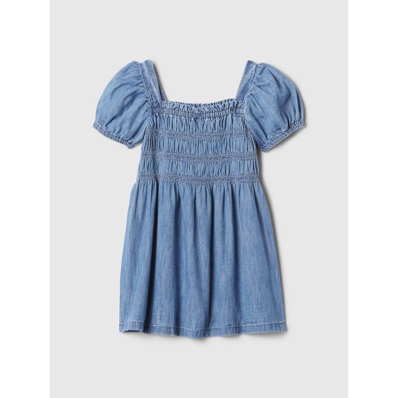GAP - Vestido Toddler Niña Denim Smocked Azul GAP