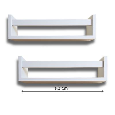 Imagen 2 del producto Set 2 Repisas Flotantes Librero o especiero Blanco 50cmx12cmx10cm