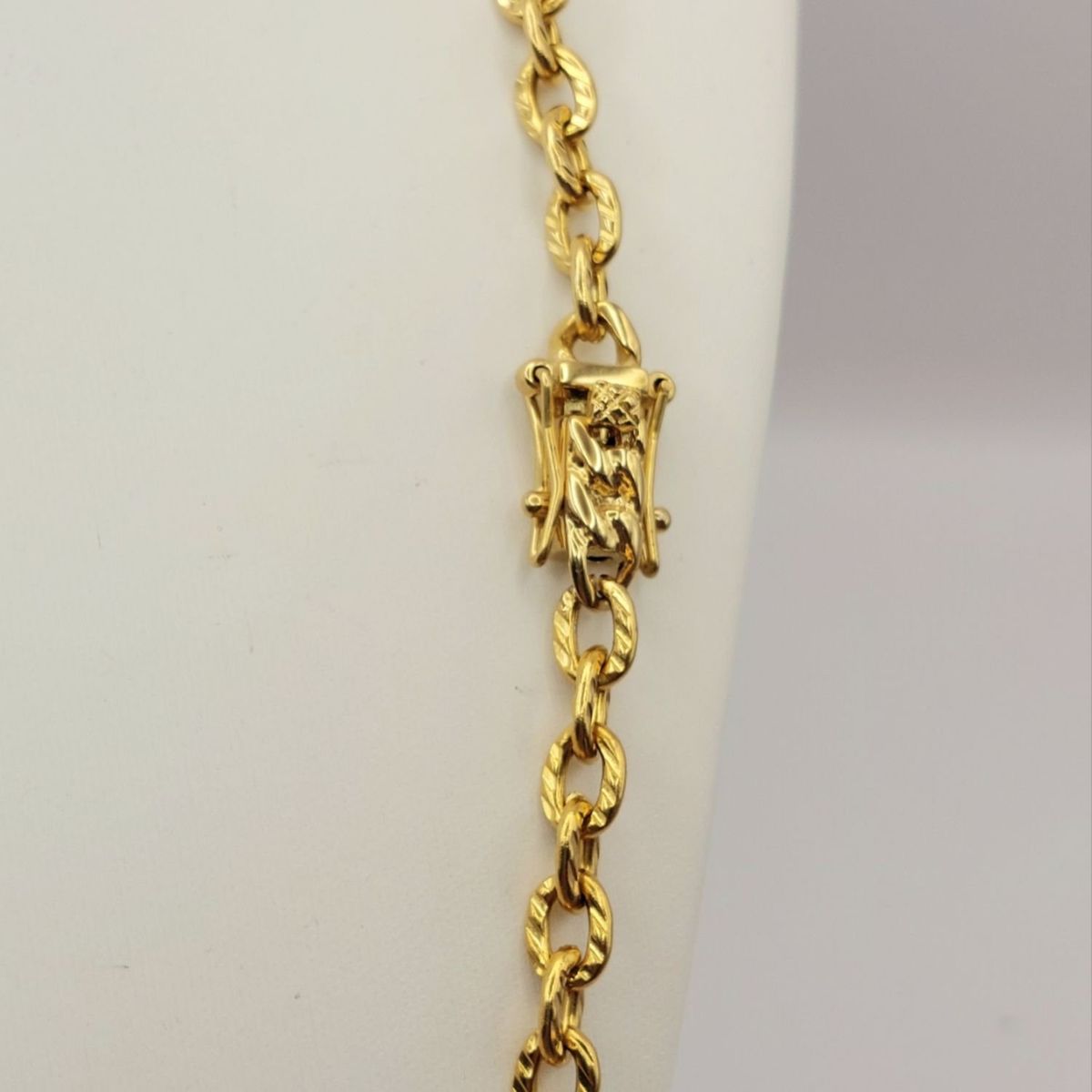 GENERICO - Cadena ORO LAMINADO 18K Tejido ESLABÓN LIMADO Con BROCHE CAJÓN