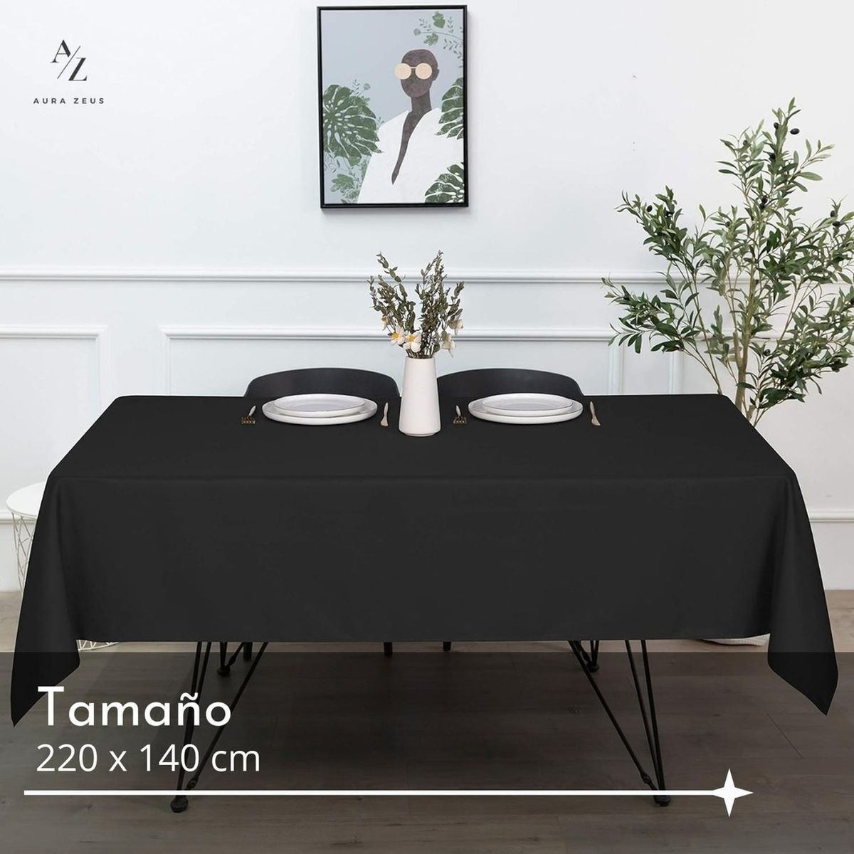 AZ AURAZEUS - Mantel Rectangular Antimanchas Impermeable Genero Tela 220 X 140 Cm