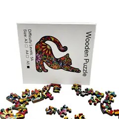 GENERAC - Puzzle de Madera DIseño Felino y Flores