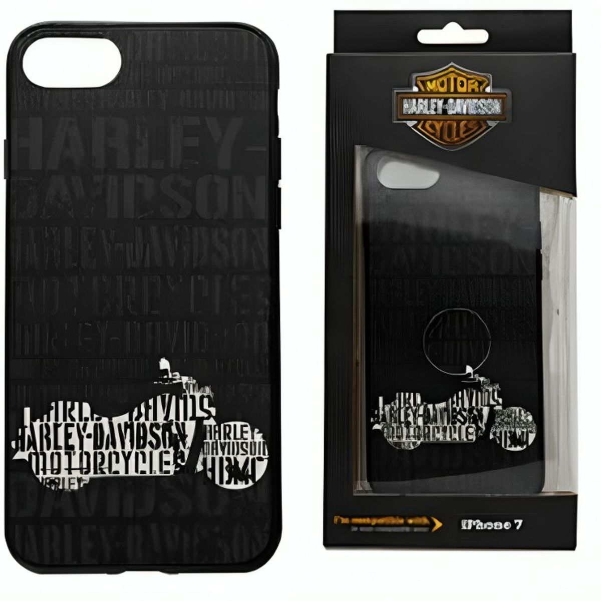 OEM - CARCASA HARLEY-DAVIDSON IPHONE 7 FONDO NEGRO MOTOLETRAS.