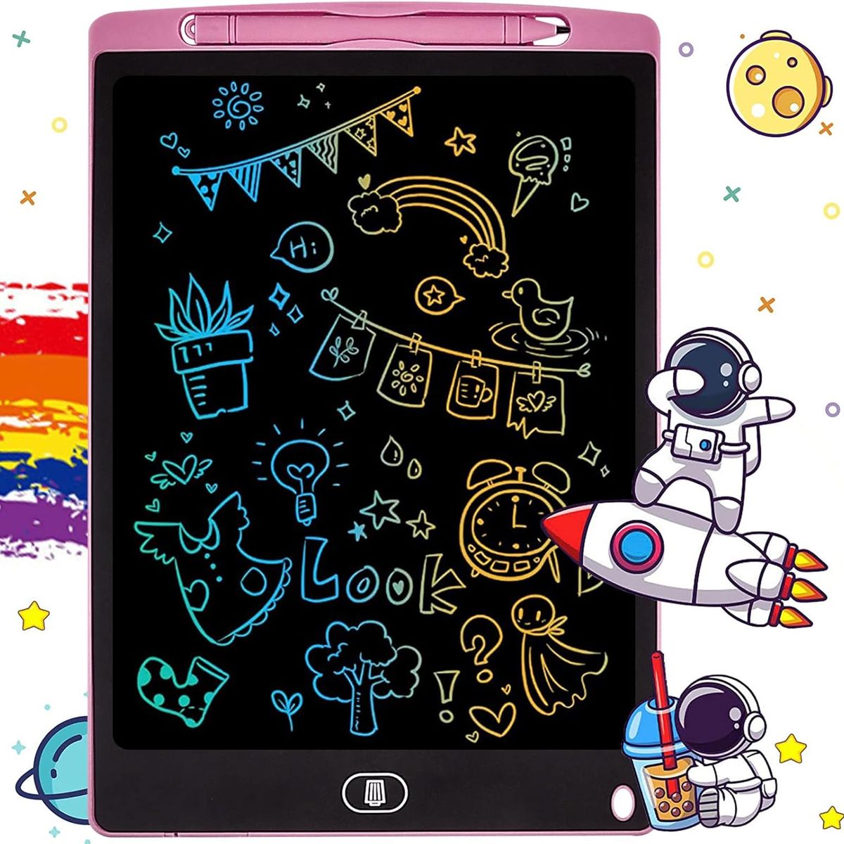 GENERICO - TABLET DE DIBUJO PARA NIÑOS COLOR ROSA DE 8.5 PULGADAS