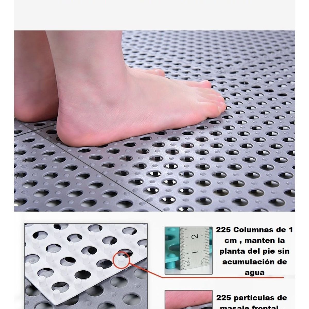 GENERICO - 6 Baldosa Alfombrilla Baño Ducha Drenaje Antidesliz Ventosa