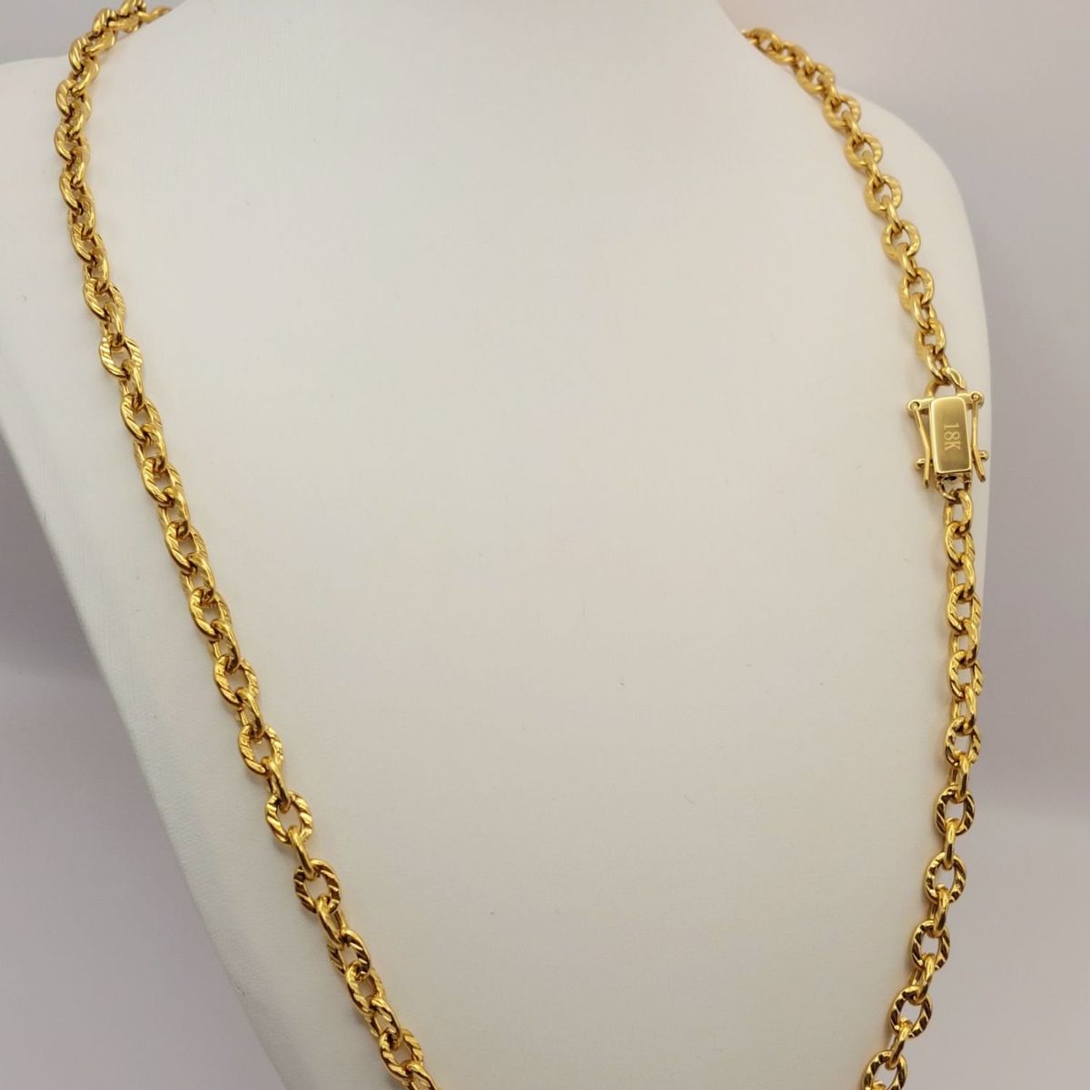 GENERICO - Cadena ORO LAMINADO 18K Tejido ESLABÓN LIMADO Con BROCHE CAJÓN