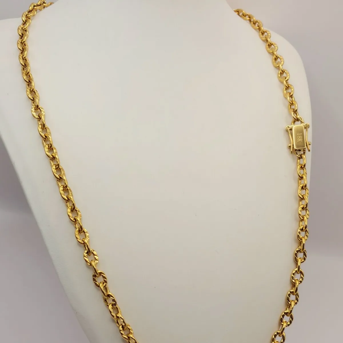 GENERICO - Cadena ORO LAMINADO 18K Tejido ESLABÓN LIMADO Con BROCHE CAJÓN