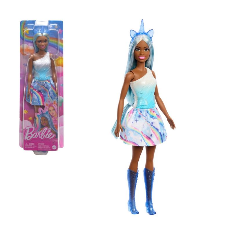 BARBIE - BARBIE FANTASIA A MUÑECA UNICORNIO FALDAS DE ENSUEÑO-CELESTE