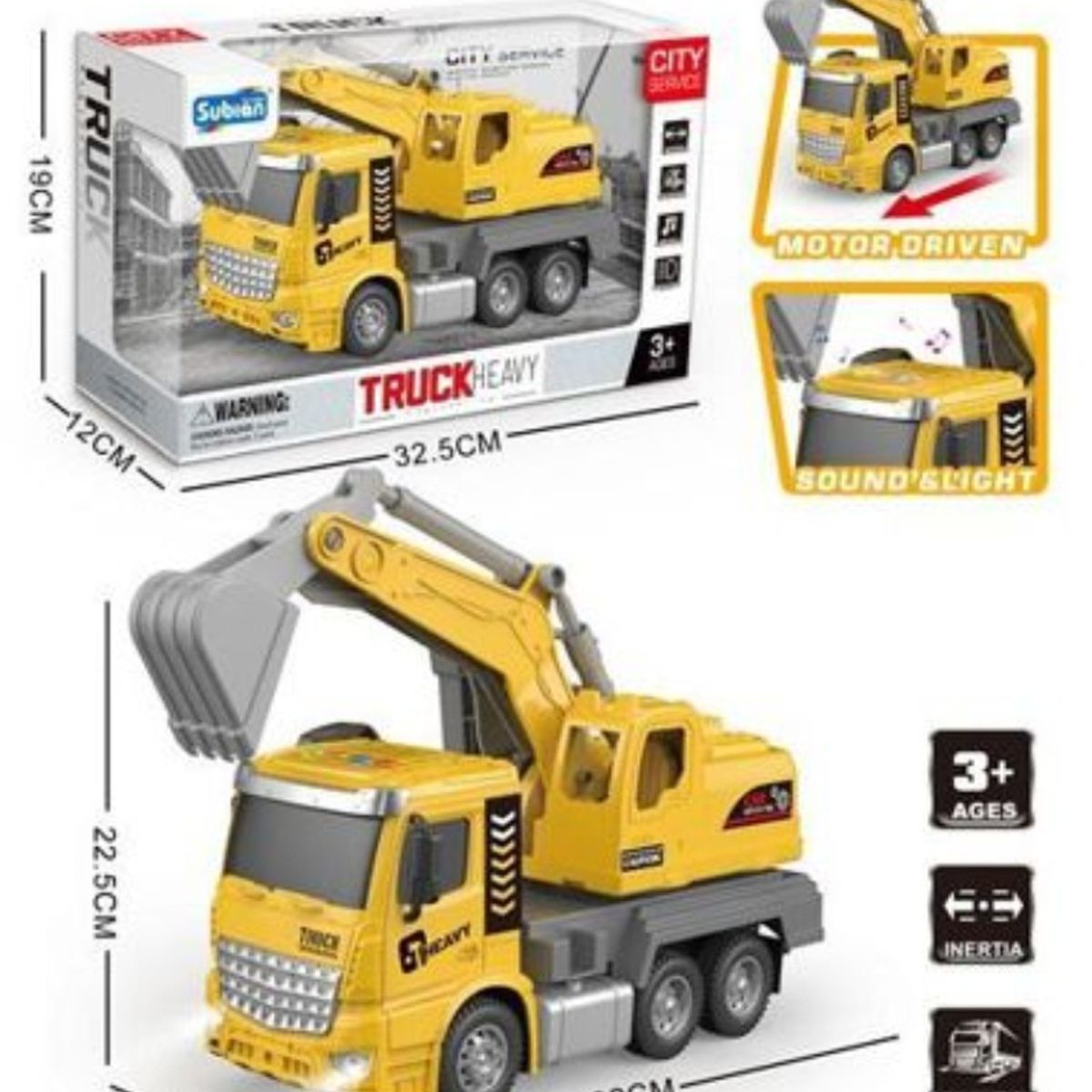 GENERICO - Juguete Camion Excavadora  Amarillo Infnatil