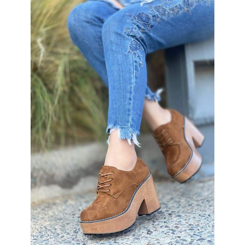 SNOOPY - Botin Mujer en Gamuza Color Camel  M389