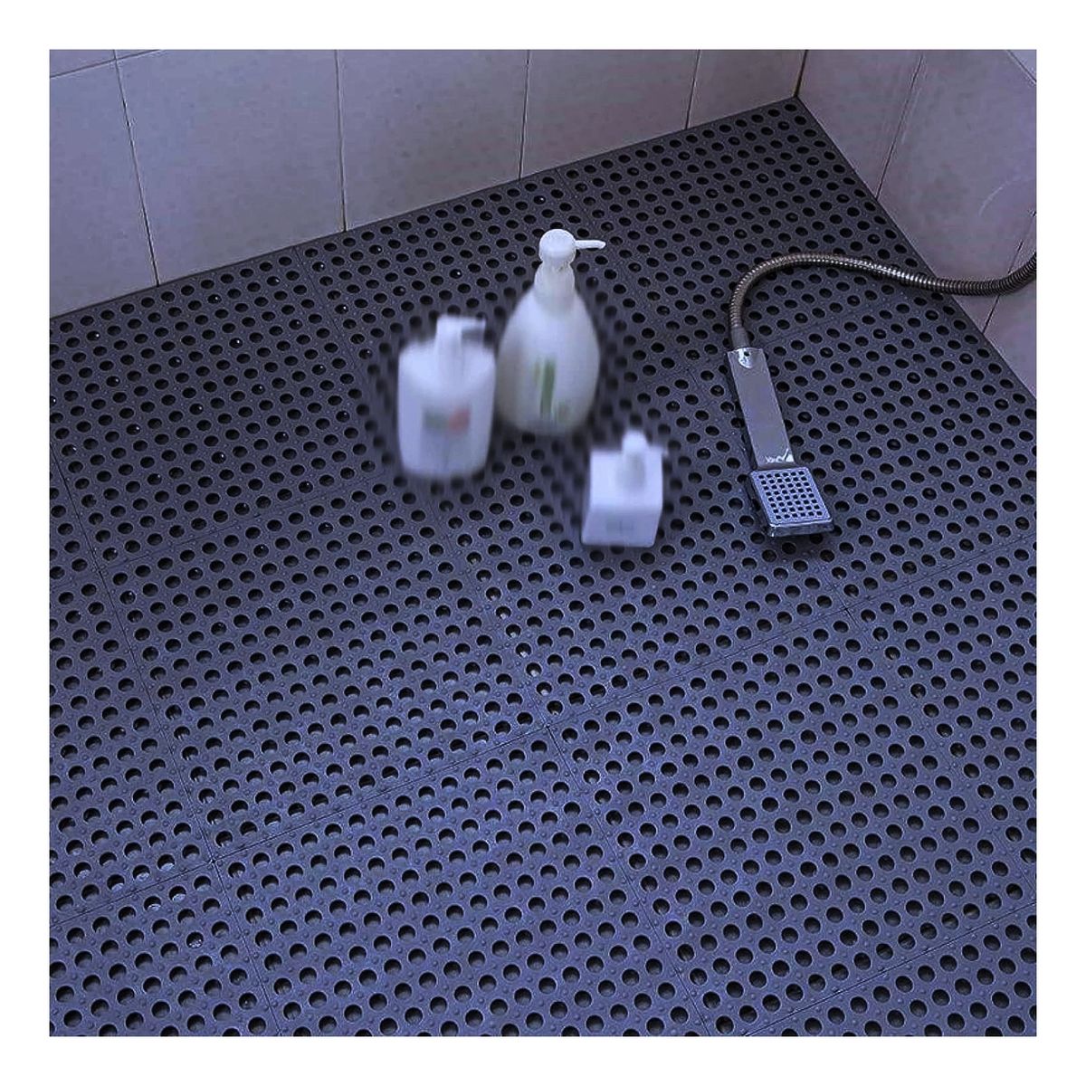 GENERICO - 6 Baldosa Alfombrilla Baño Ducha Drenaje Antidesliz Ventosa PVC