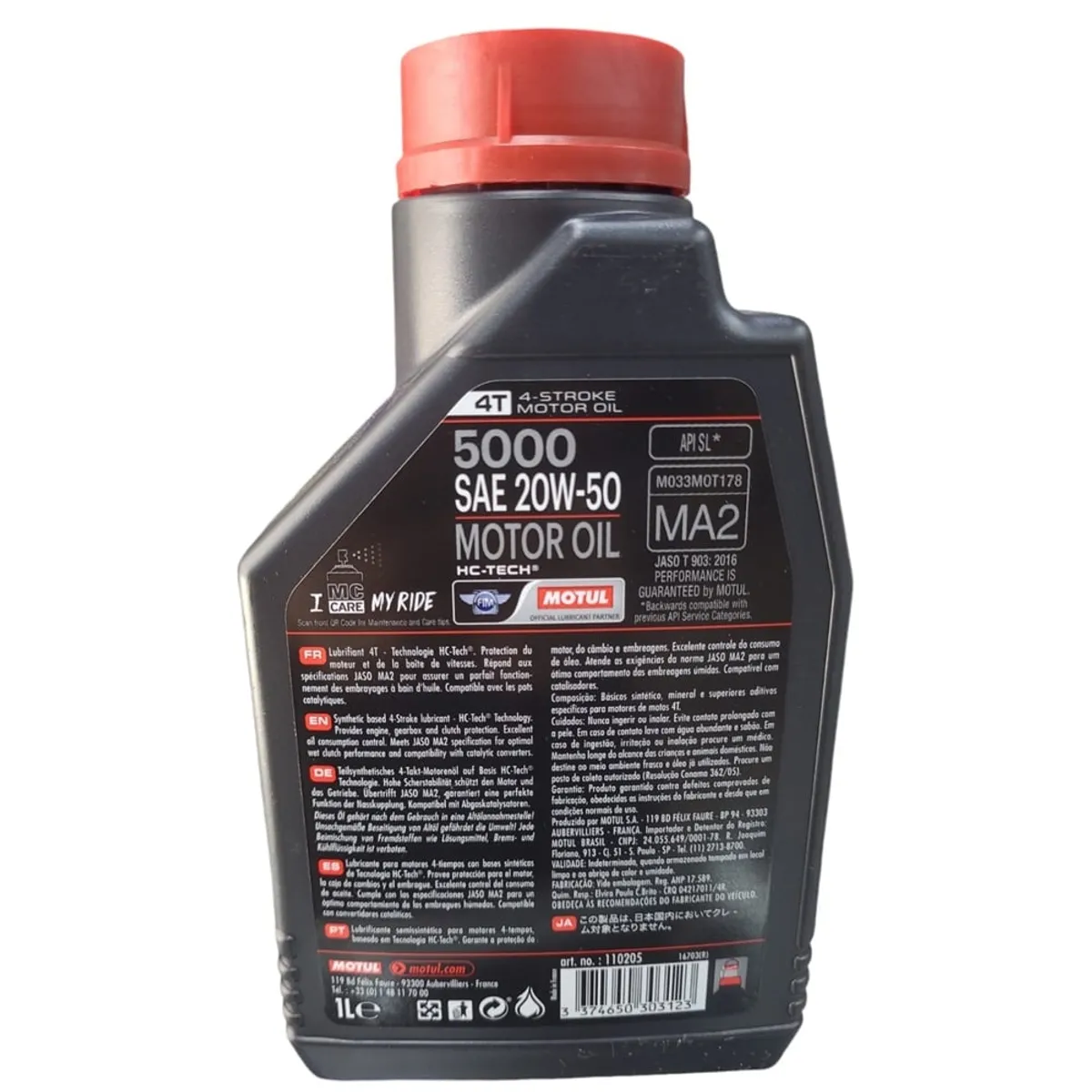 MOTUL - Aceite Moto Motul 20w 50 5000 Semi Sintético 4T 1L
