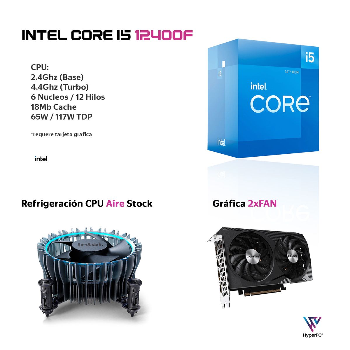 HYPERPC - PC GAMER INTEL CORE i5 12400 16Gb DDR5 1Tb RTX 3050 WiFi