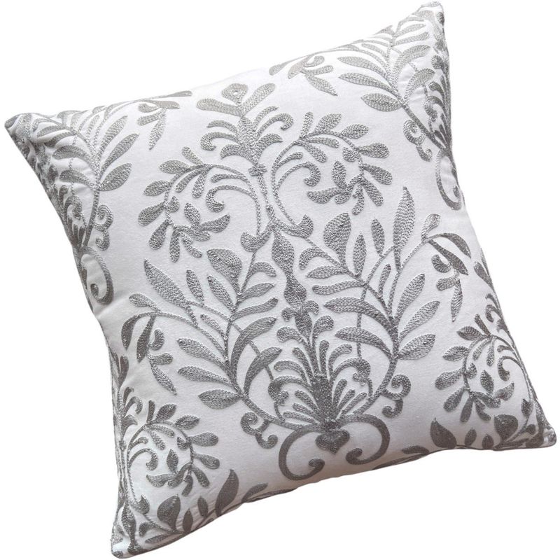 MANDIRHOME - Funda de Cojín Bordado Corona Gris Unicolor Cuadrada 45x45cms