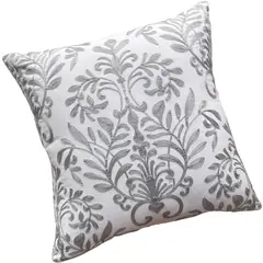 MANDIRHOME - Funda de Cojín Bordado Corona Gris Unicolor Cuadrada 45x45cms