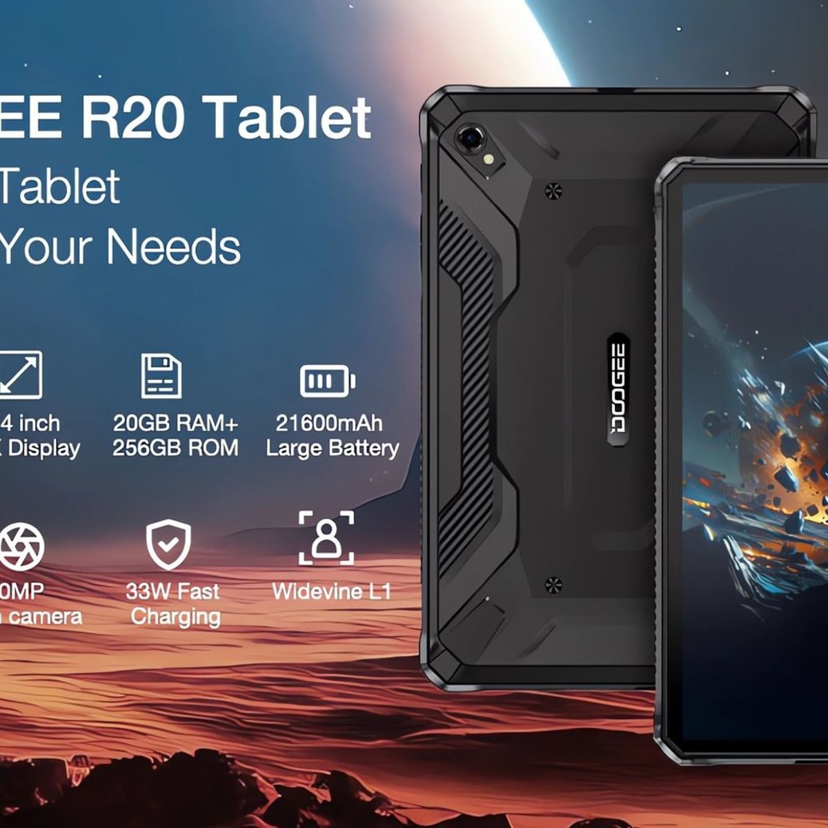 DOOGEE - DOOGEE R20 - Tablet 4G Rugged Resistente - IP68 Militar  Resiste Polvo Golpes y Agua