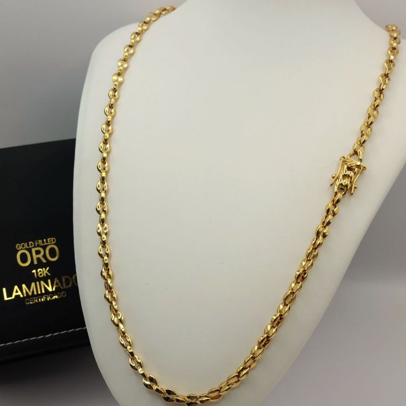 GENERICO - Cadena ORO LAMINADO 18K Tejido DISEÑADOR DOBLE Con BROCHE CAJÓN