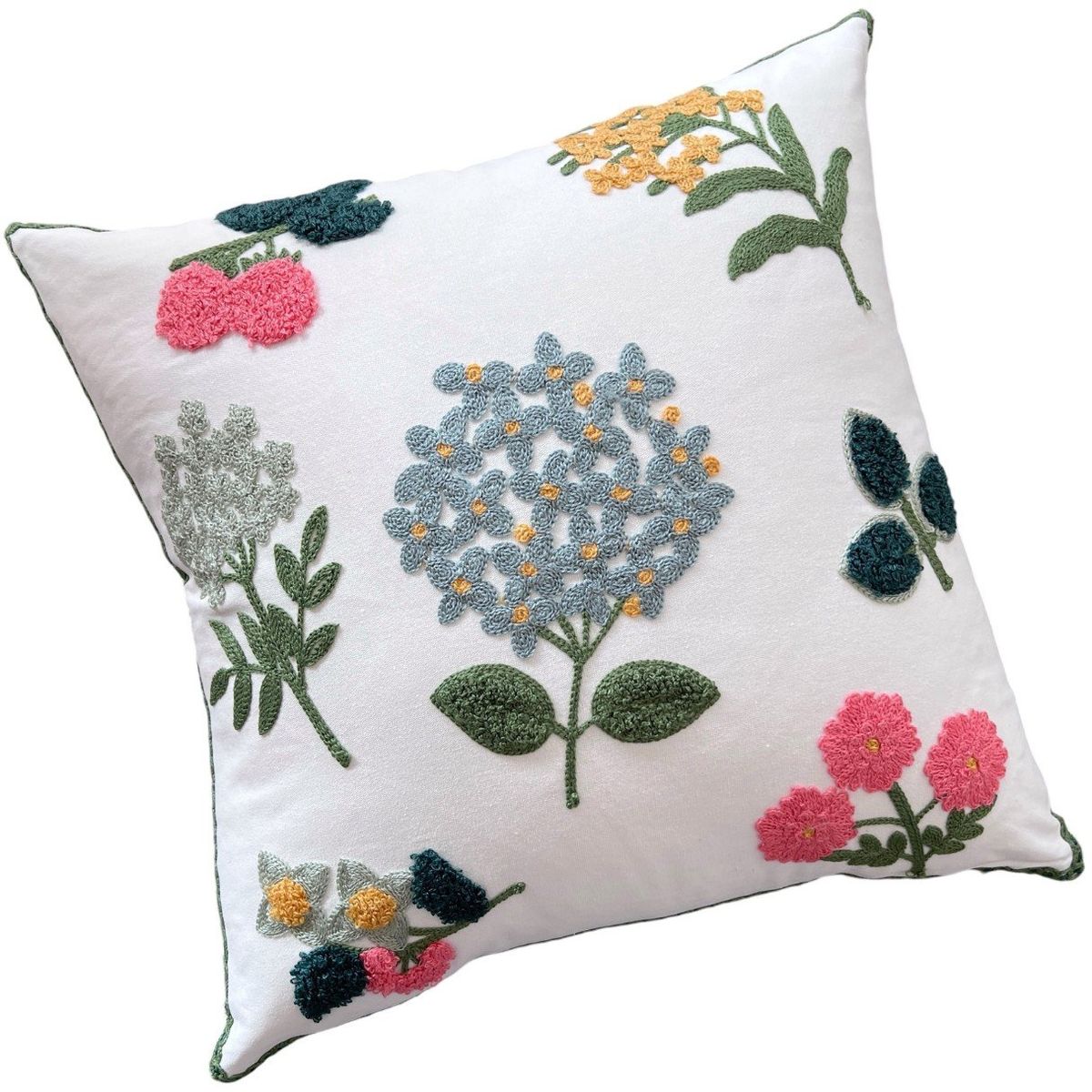 MANDIRHOME - Funda de Cojín Bordada Hortensia 2.0 45x45cms