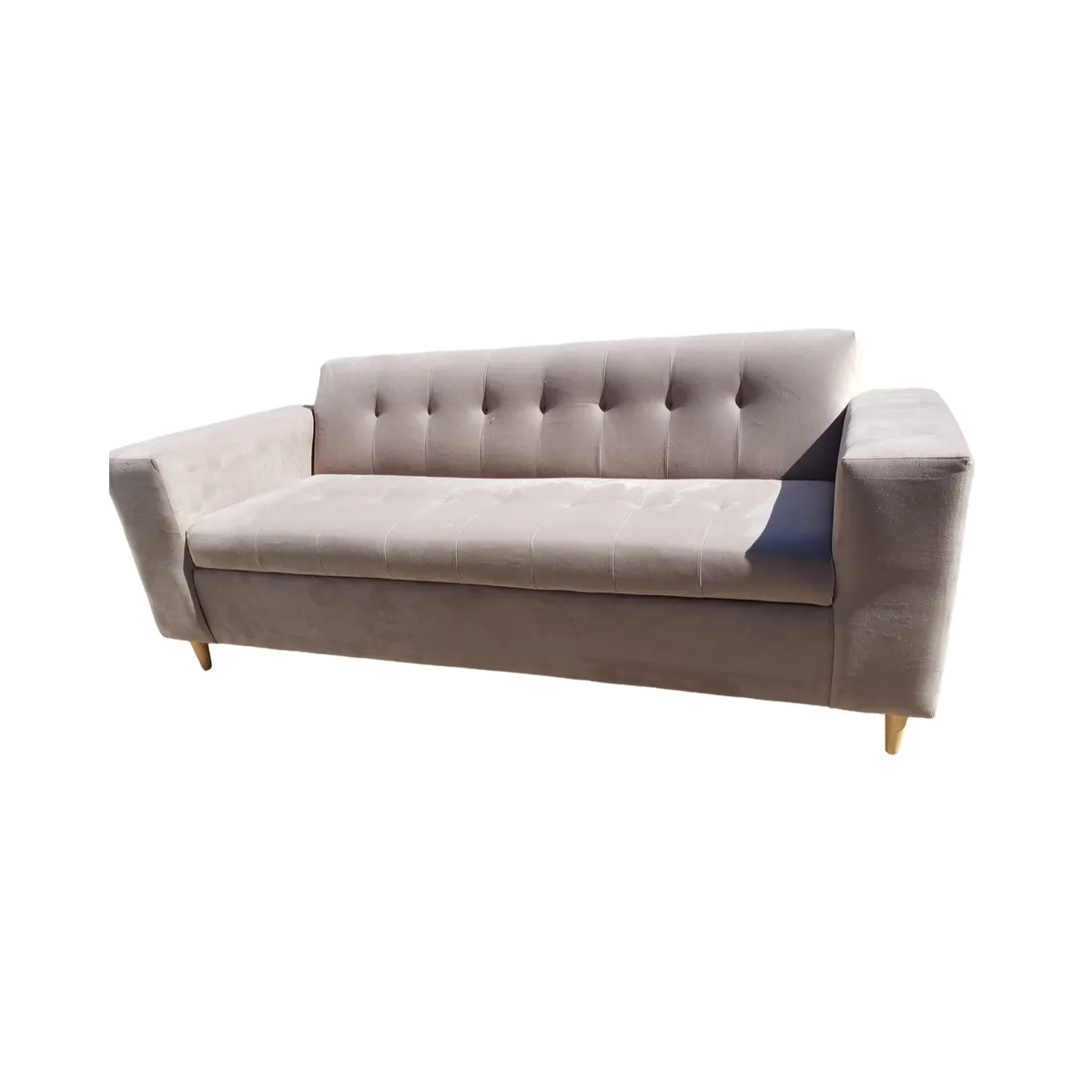 MUEBLES NEW - SOFA DOS CUERPOS BEIGE FELPA.