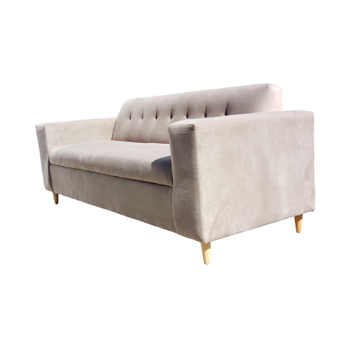 MUEBLES NEW - SOFA DOS CUERPOS BEIGE FELPA.