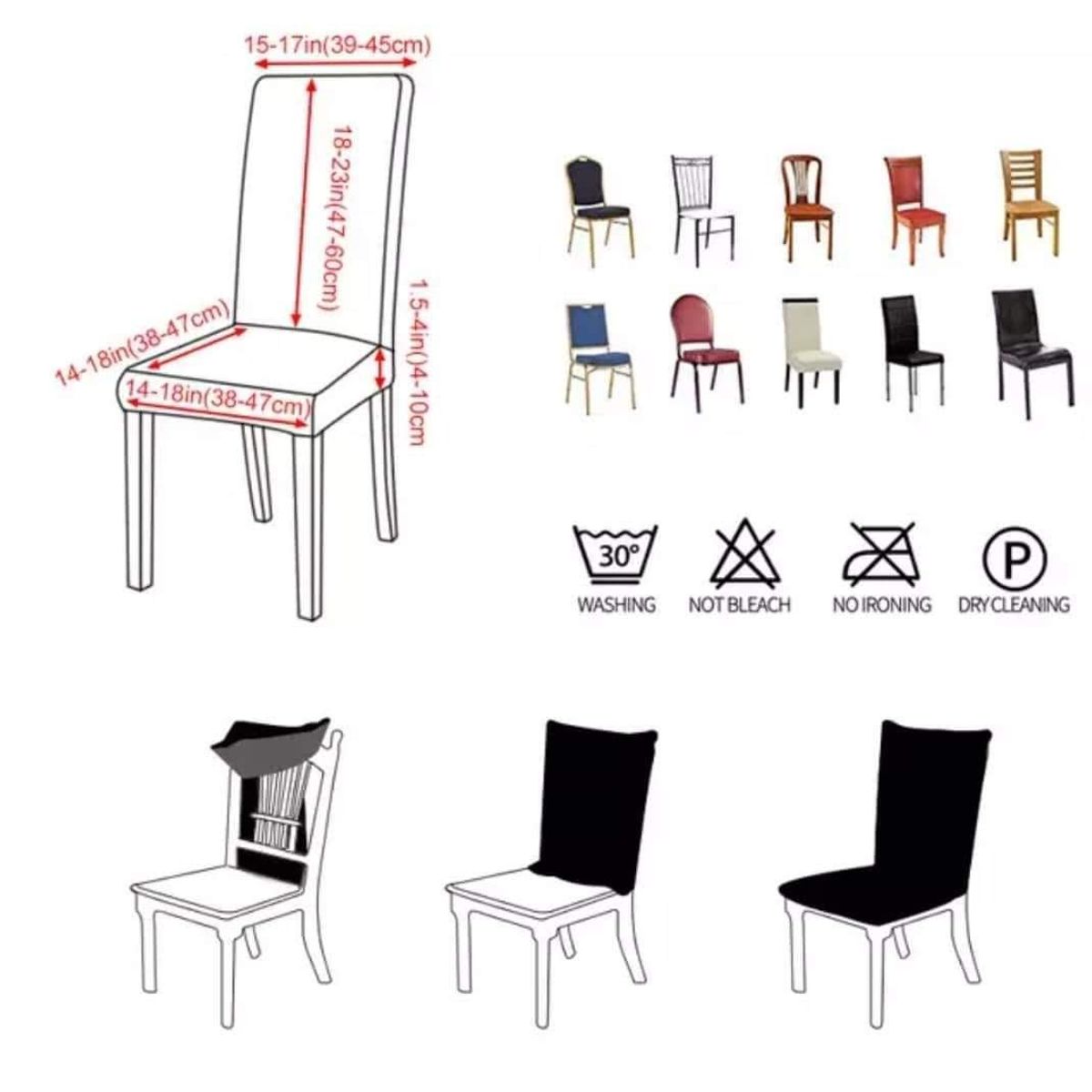 GENERICO - Pack de 6 fundas Cubre Sillas de comedor, de tela CUADRILLE