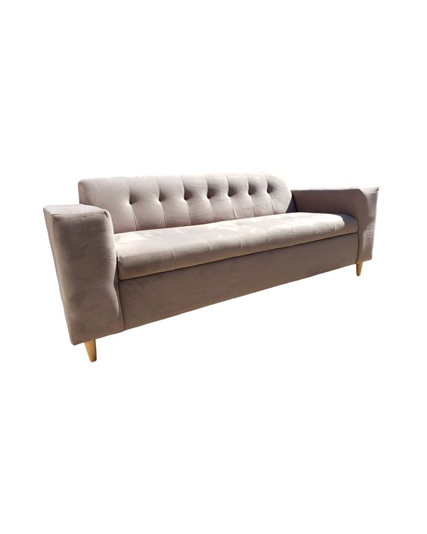 SOFA TRES CUERPOS BEIGE FELPA