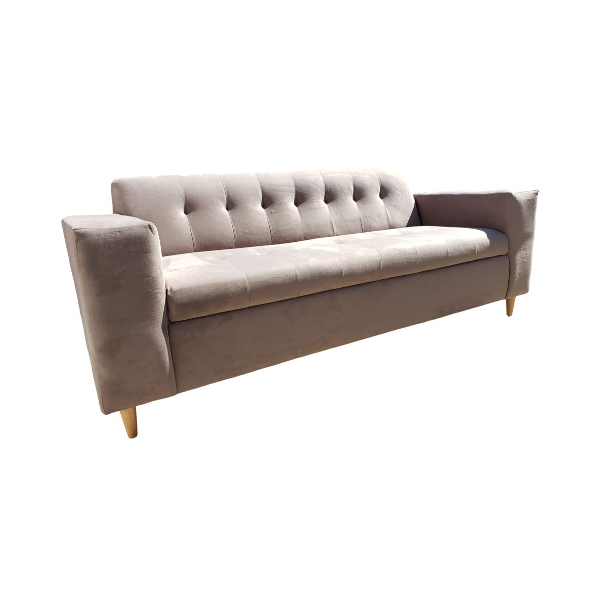 MUEBLES NEW - SOFA TRES CUERPOS BEIGE FELPA.