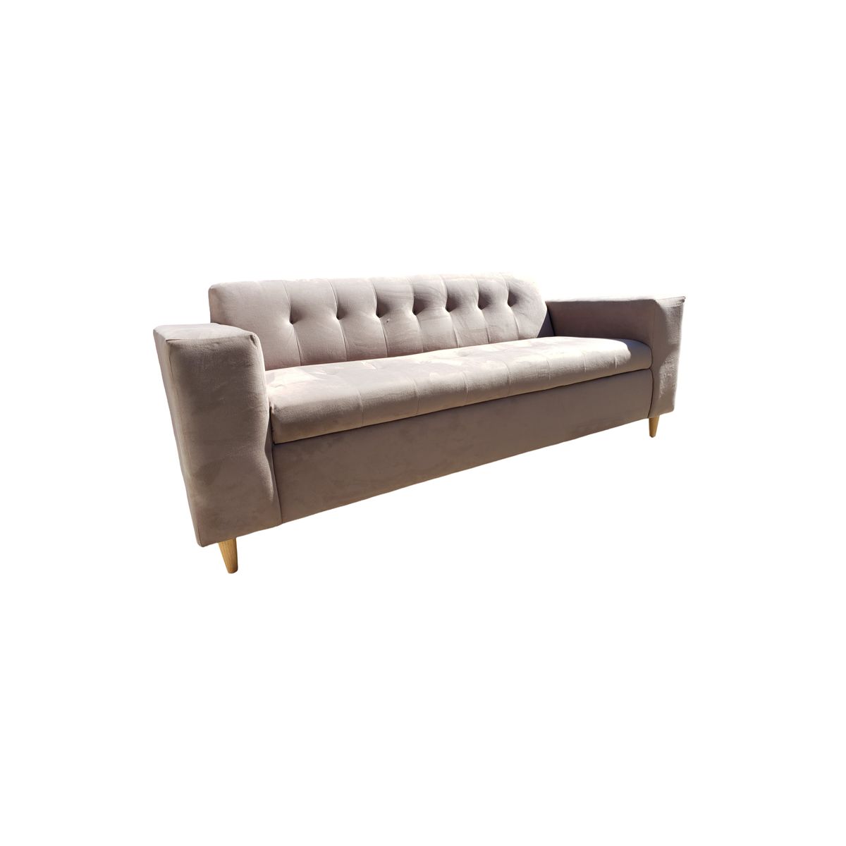 MUEBLES NEW - SOFA TRES CUERPOS BEIGE FELPA.
