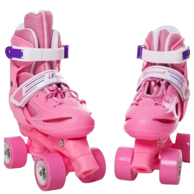 GENERICO - Patines 4 Ruedas Ajustables Rosado M (33-36)