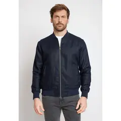 TRIAL - Chaqueta Hombre Casual Lino Liso Slim Tanaka Azul Marino
