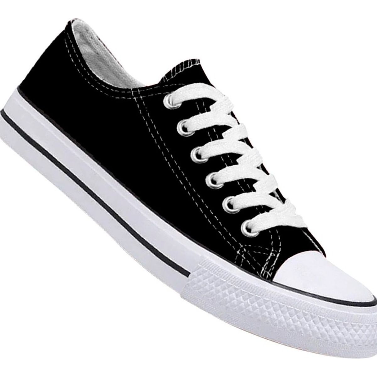 ZAPATOS Y ZAPATILLAS - Zapatilla Urbana De Lona Unisex Casual - Negro y Blanco - 7089