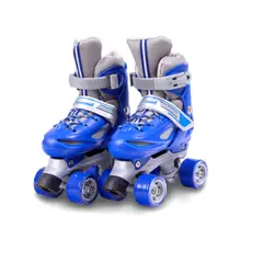 GENERICO - Patines 4 Ruedas Ajustables Azul M (33-36)