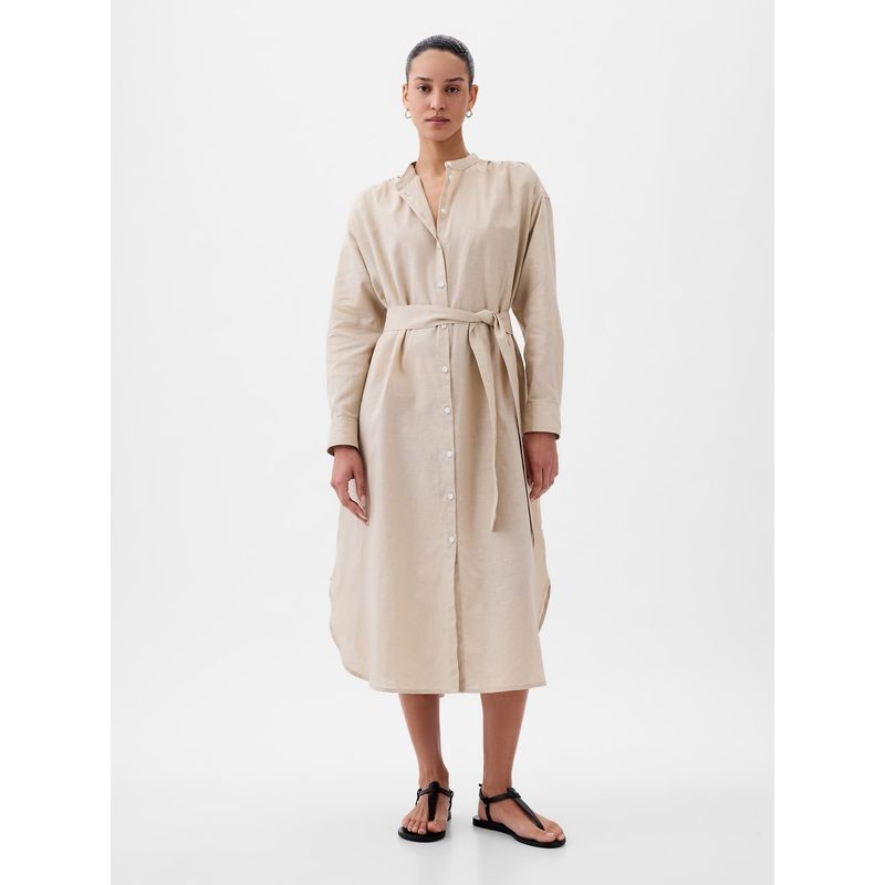 GAP - Vestido Mujer Maxi Lino Morado GAP