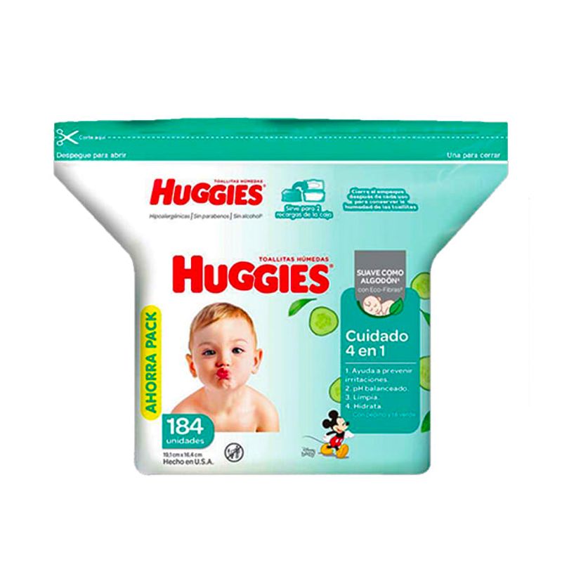 HUGGIES - TOALLITAS HUMEDAS HUG NATURAL CARE 4EN1 6PQTS X 184 UDS