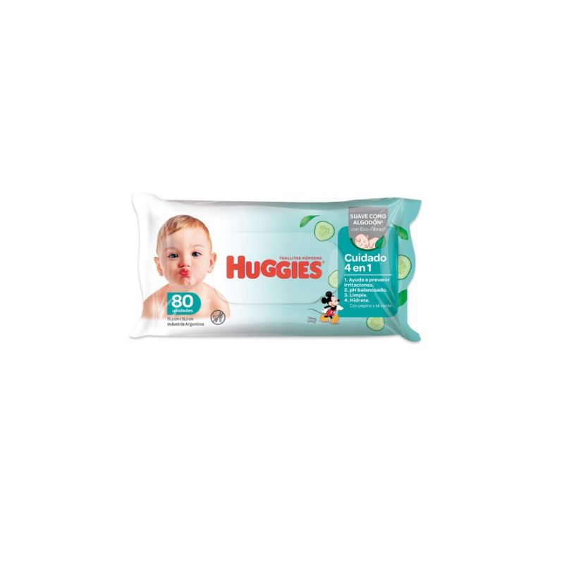 HUGGIES - TOALLITAS HUMEDAS NATURAL CARE TAPA 4EN1 12PQTS X 80 UDS