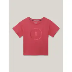 TOMMY HILFIGER - Polera De Niña Con Logo Bordado Rosado