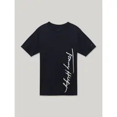 TOMMY HILFIGER - Polera De Niño Script Runner Con Logo Azul