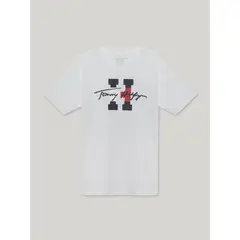 TOMMY HILFIGER - Polera De Niño Script Con Logo Blanco