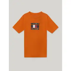 TOMMY HILFIGER - Polera De Niño Global Stripe Block Naranjo