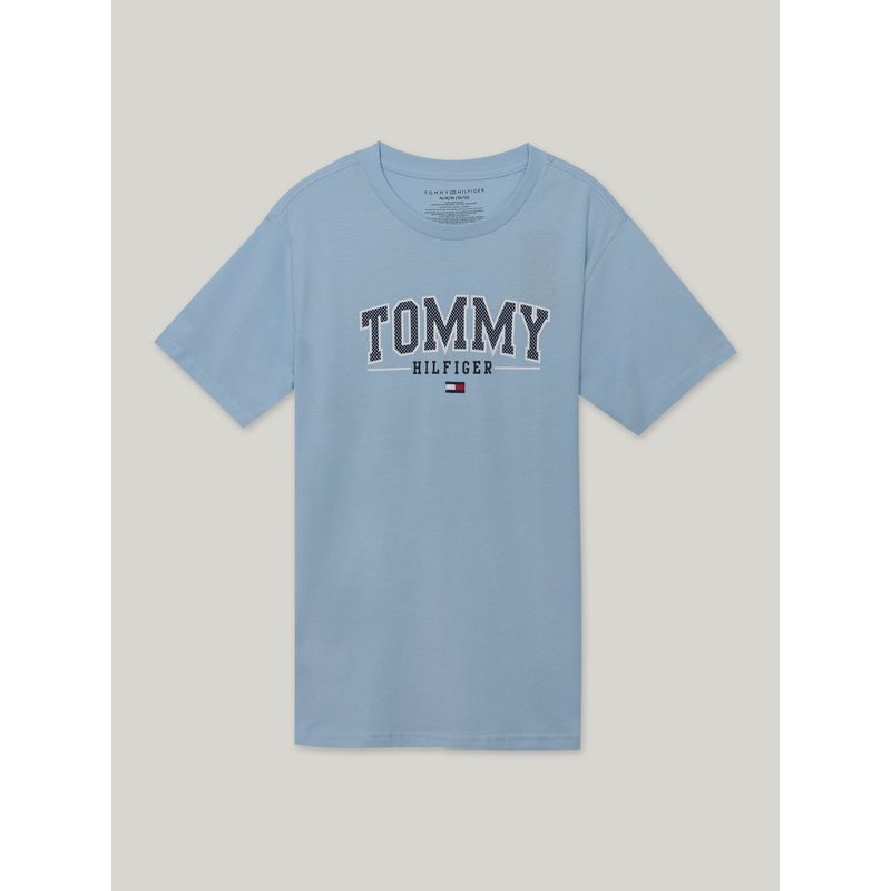 TOMMY HILFIGER - Polera De Niño Archive Con Logo Celeste Tommy Hilfiger